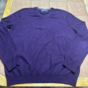 Vince Pullover V-Neck Men's Sweater 100% Cashmere Purple Size‎ XXL